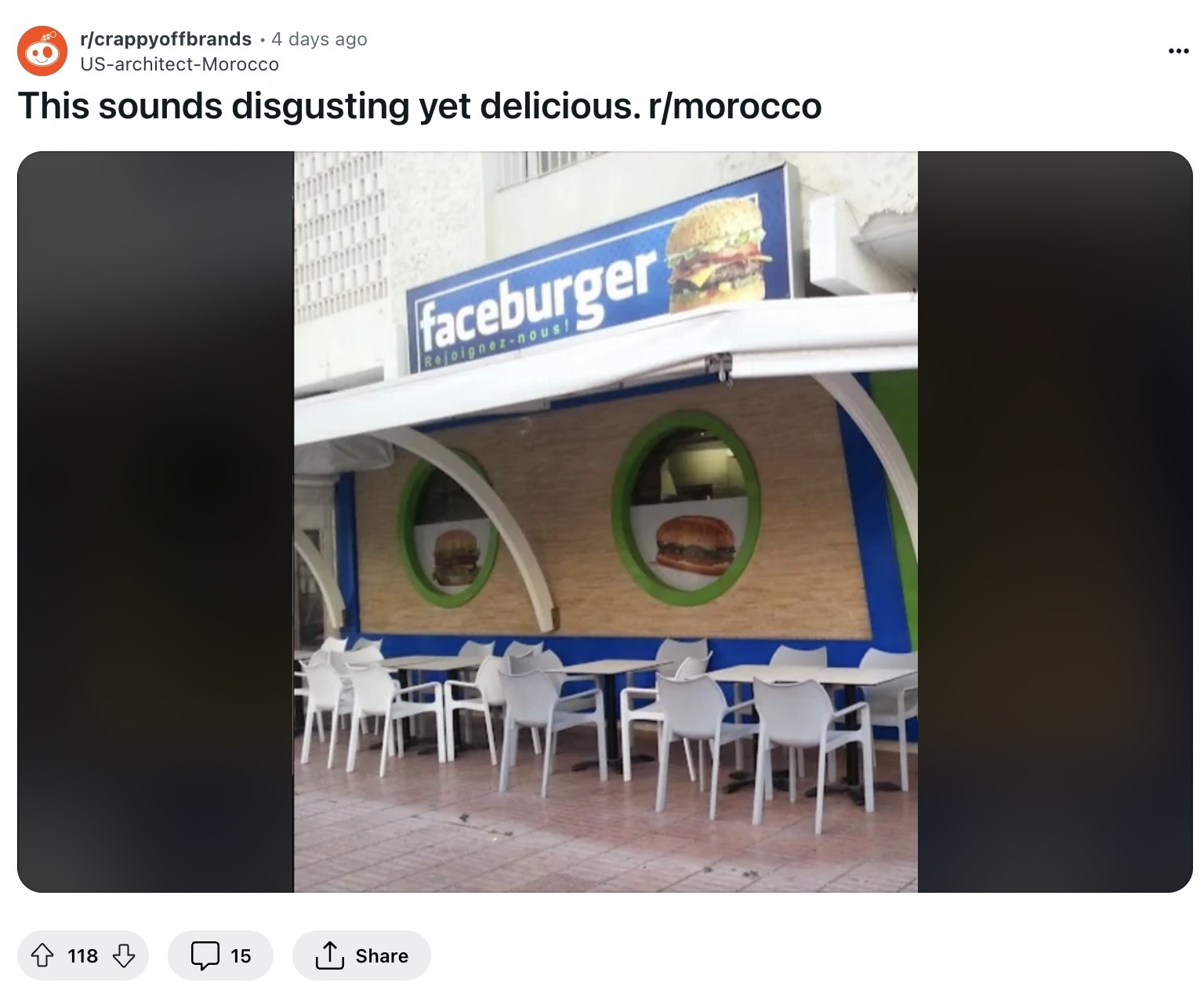 Faceburger knockoff fast food restaurant